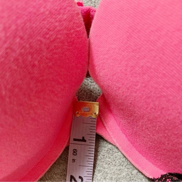 LA SENZA 38C Hot neon pink and black lace underwire t-shirt bra ~ Barbiecore C38 - Picture 7 of 14